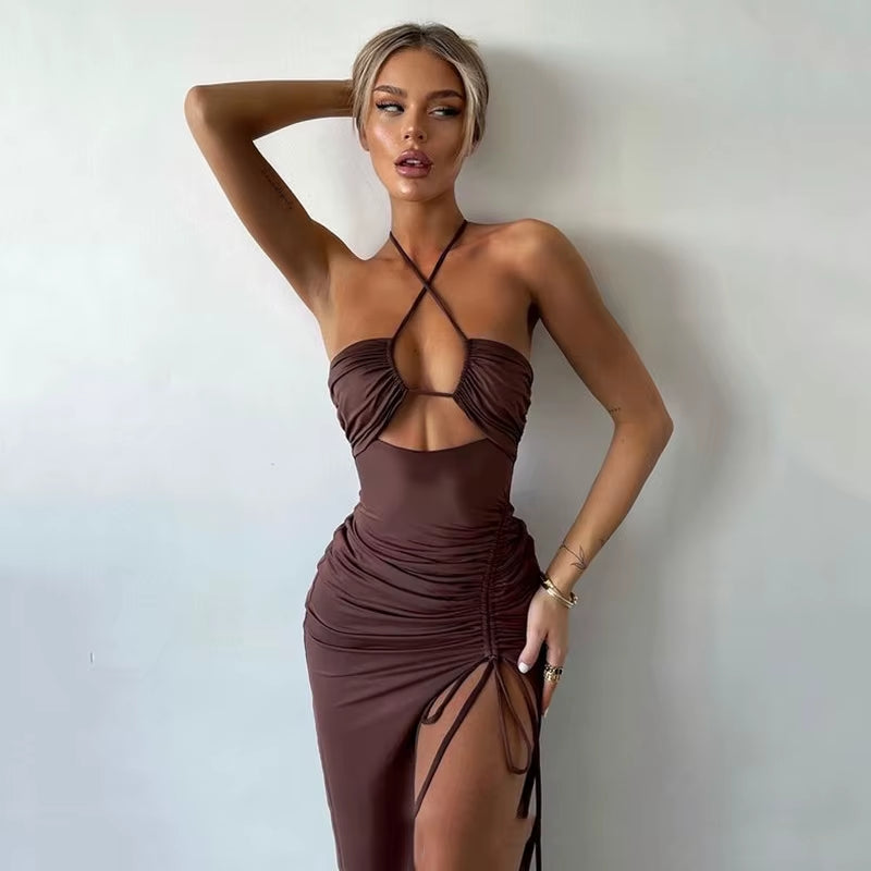 Abito Midi Bodycon con Schiena Scoperta
